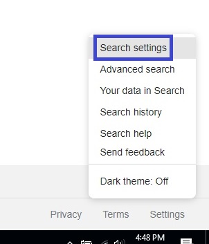 Chrome web search settings
