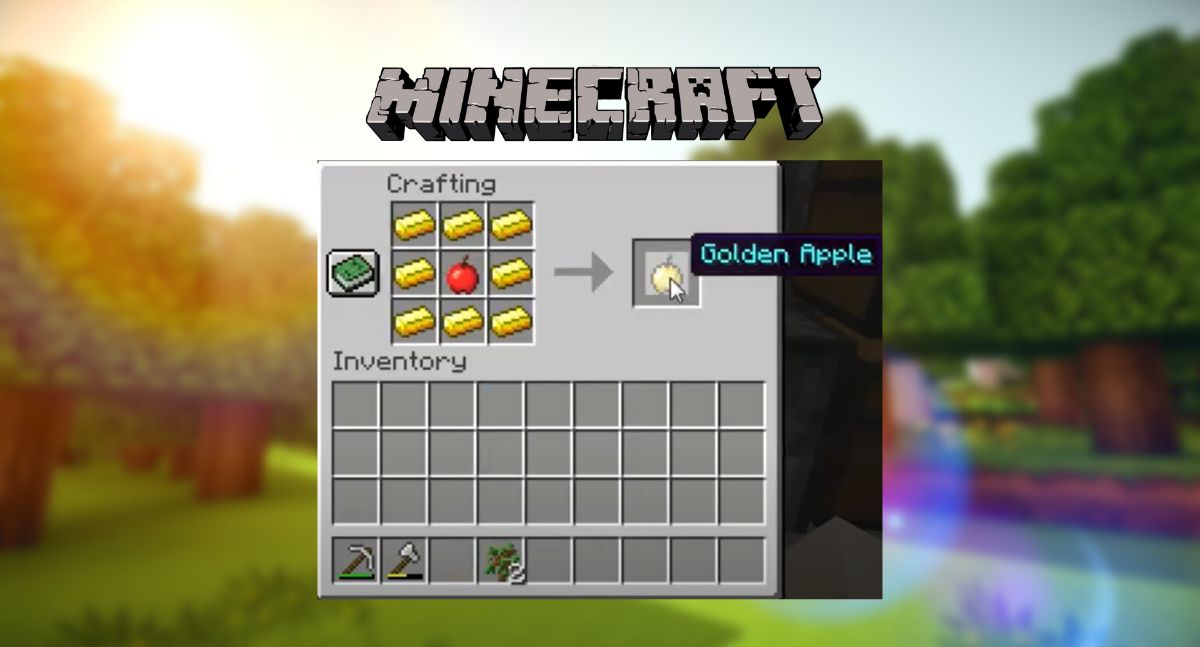 craft a golden apple on the minecraft crafting table for zombie villagers