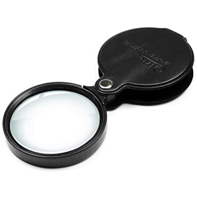 10X Small Magnifying Glass, TEOYALL 2 PCS Mini Pocket Magnifier Folding  Magnify Glass with Rotating Protective Holster