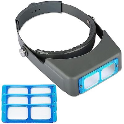 Professoinal Headband Magnifier, OptiVisor Style , Professional, 4  Prismatic Lens Set,1,5x,2x,2.5x,3.5x & 5x Swivel Eye Loupe