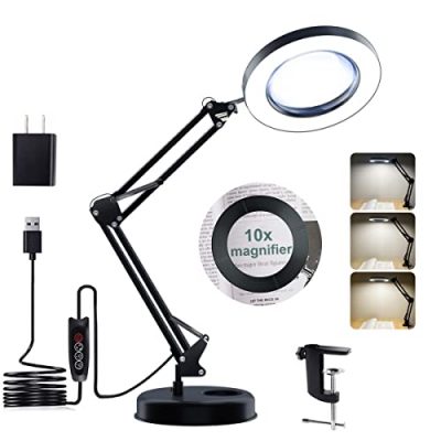 Jollycaper - Magnifying Lamp with Light and Stand, 8x - Large Magnification