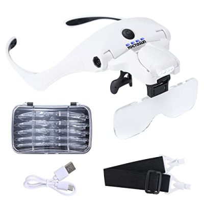 LED Magnifying Eyewear Sight Enhancing Bright Glasses - 160% Magnification - Upgraded USB Rechargeable