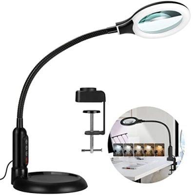 Black Full Page Magnifying Floor Lamp, 8 x 10 Inch Full Page LED  Illuminated, 402039-04