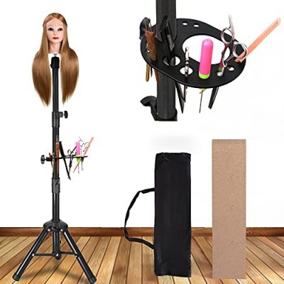 Wig Stand Tripod Mannequin Head Stand, Adjustable Heavy Duty Wig