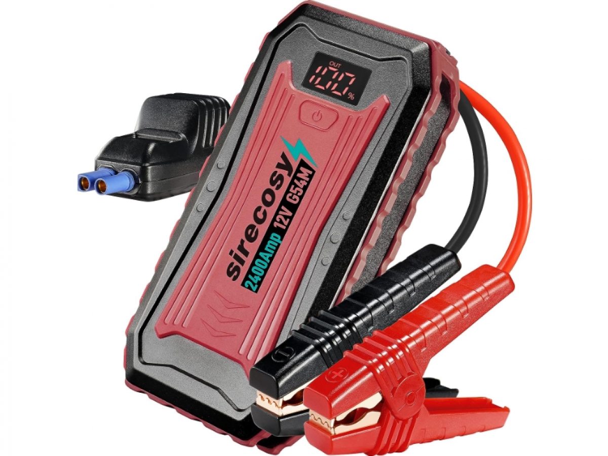 FLYLINKTECH Portable Automotive Jump Starter, 1500A 12V Lithium Car Battery  Booster Jump Starter Pack Emergency Light w/ USB 3.0 Output / Type-C  Input，for Up to 8.0L Gas & 6.0L Diesel Engines(Red) in