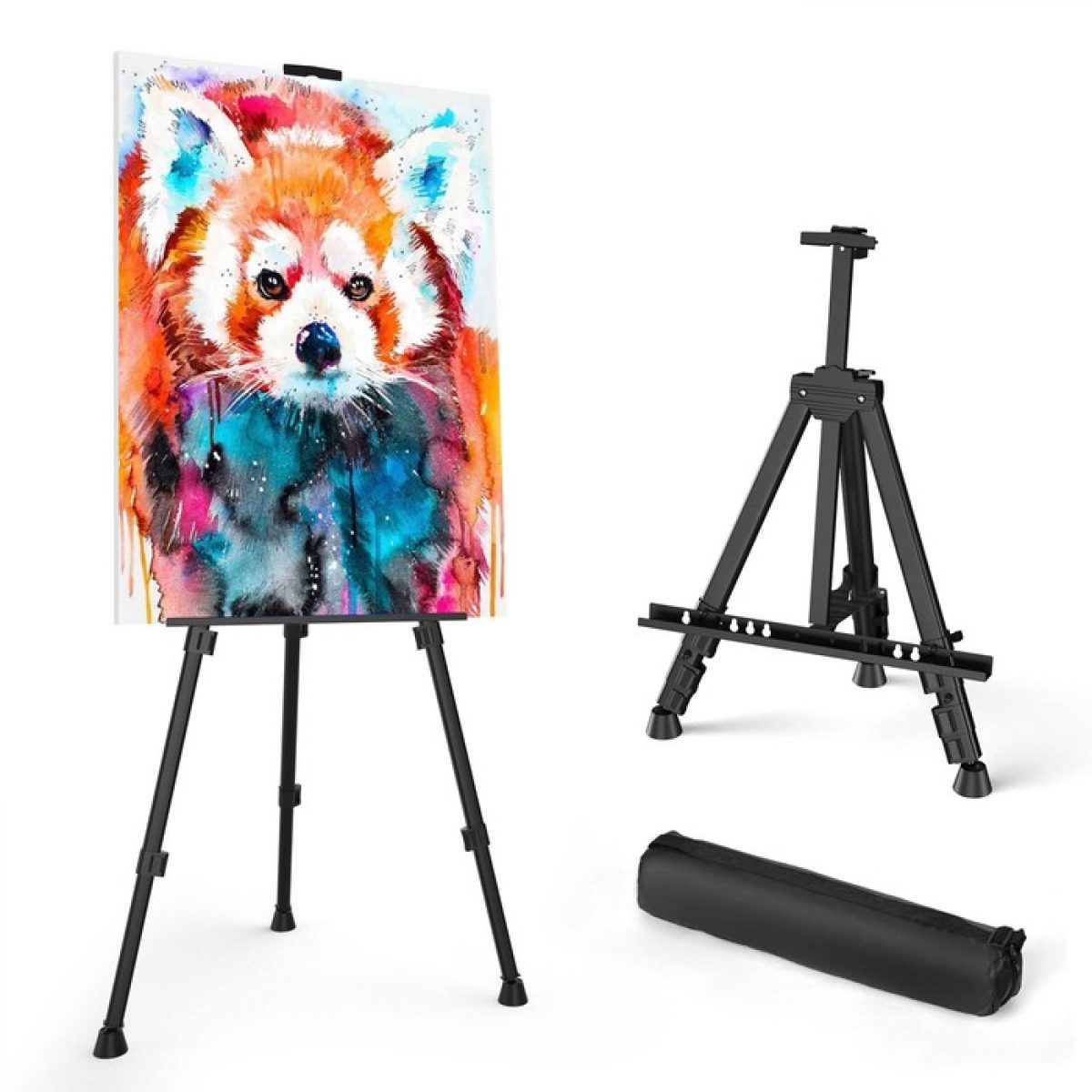 VISWIN 63 Wooden Tripod Display Easel Stand for Wedding Sign, Poster, A-Frame Artist Easel Floor with Tray for Painting, Canvas, Foldable Easel 