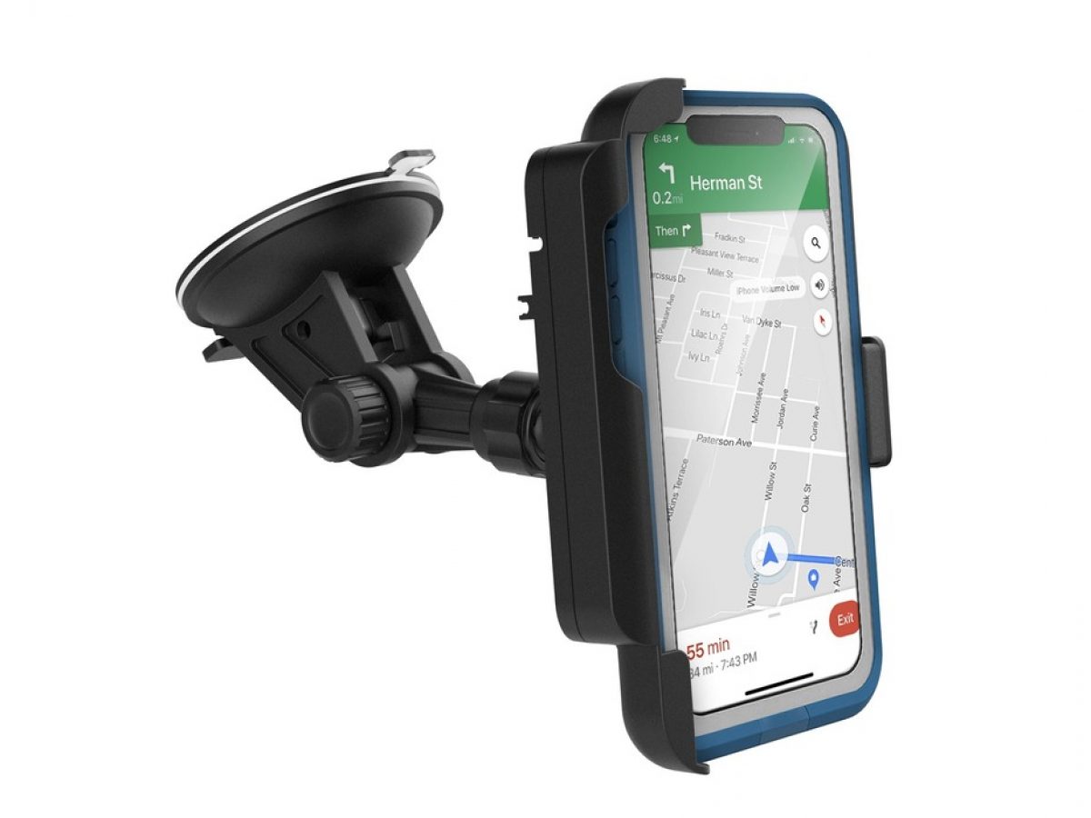 ivoler Car Phone Mount Windshield, Long Arm Clamp Universal Windshield with  Double Clip Strong Suction Cup Cell Phone Holder Compatible with iPhone 15