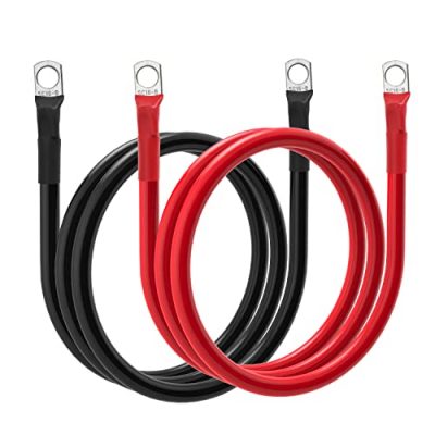 LotFancy 4 AWG Battery Cables, 4 Gauge 24 Inch Power Inverter Cables, 3/8  in Lugs