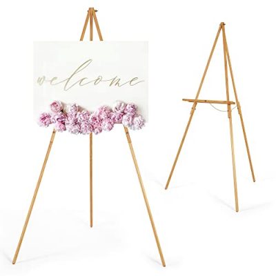 AROIC 63 Easel Stand for Display, 10 Pack Portable Foldable Metal Easel,  Easels for Signs Wedding Logos,Arts, Painting,Adjustable Floor Easels with