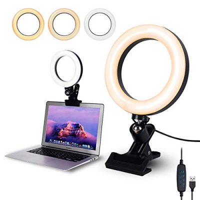 iVict Desk Lamp Clip on Light, 48 LEDs USB Clip Ring Light with 3 Color  Modes 10 Dimmable Brightness, Eye Protection Desk Light, 360° Flexible