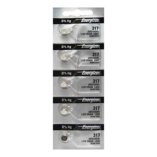 Energizer 317 Button Cell Watch Battery Pack of 5 Batteries