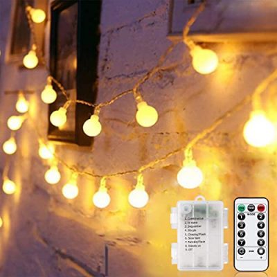 Tenergy 2 Pack Battery Operated LED String Lights, Includes 6 AA Batteries,  16.5ft Light String 50 Dimmable LEDs, Remote Control, Outdoor Ready for