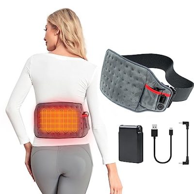 Portable Cordless Heating Pads 2.2lbs Large Weighted Heating Pad Wrap for  Neck and Shoulders 7.4V 4200mAh Rechargeable Battery Powered Heating Pad  for Back Pain Relief-3 Heating Levels Fast Heating