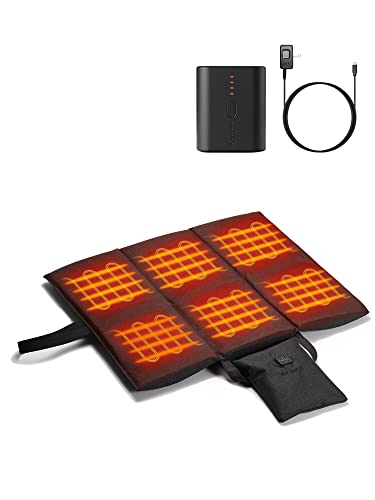 ORORO Heated Seat Cushion with Battery Pack, Foldable USB Heated Seat Cover Pads for Office Chair, Stadium, Camping (Black)
