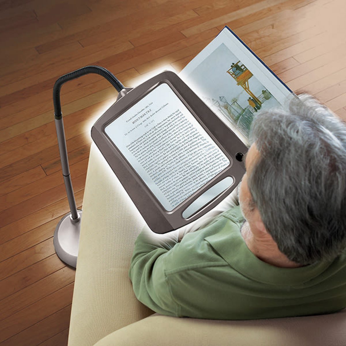 Buy Full Page 8 x 10 Inch Magnifier LED Illuminated Floor Lamp, Silver  402039-BRNZ Bronze Color