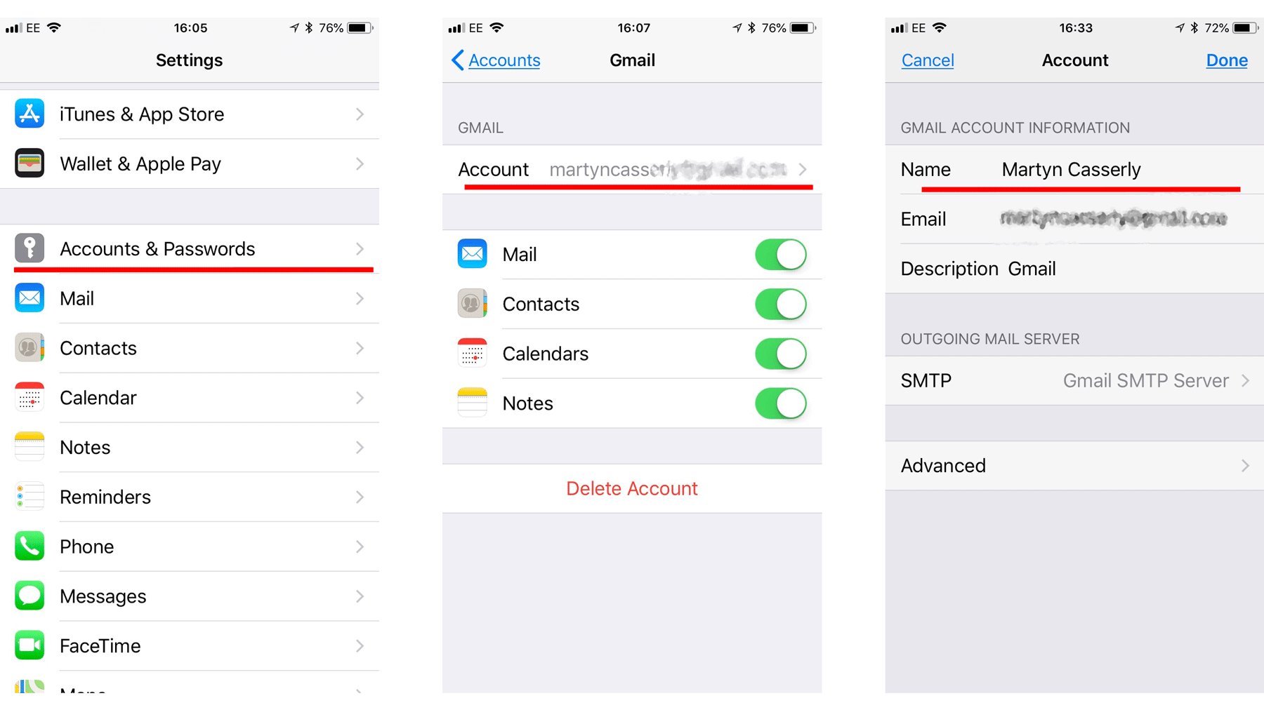 can t change mail settings on iphone