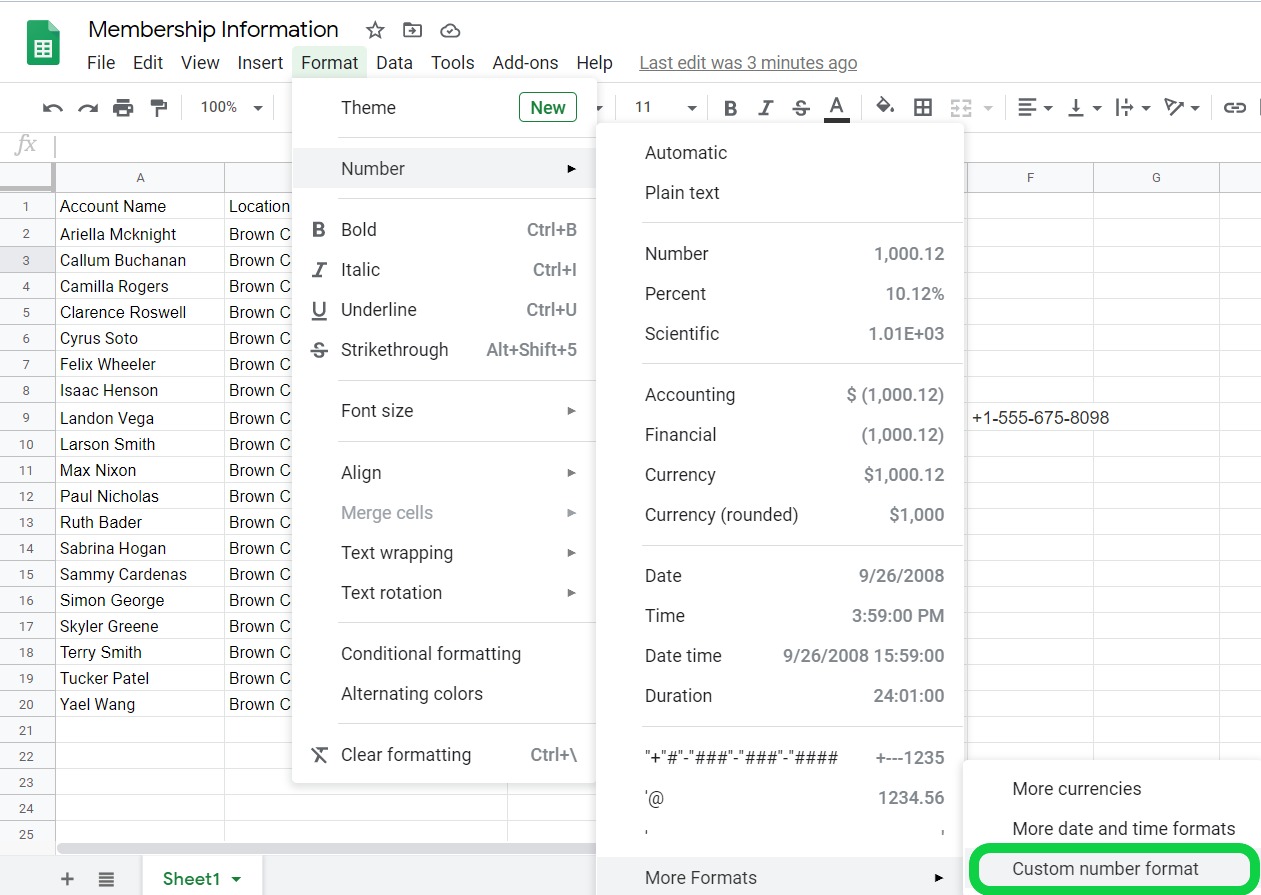 How To Format Phone Number In Google Sheets