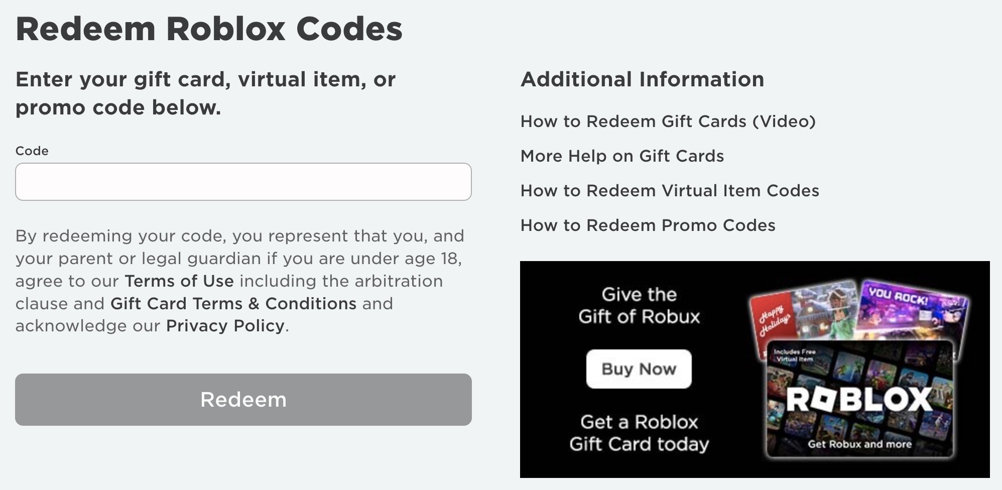 Roblox redeem code