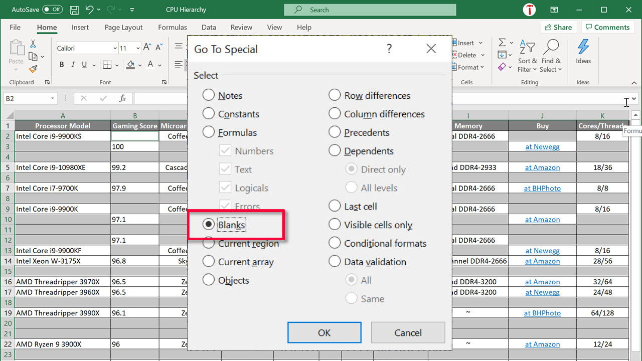 Remove Blank Cells Between Data In Excel