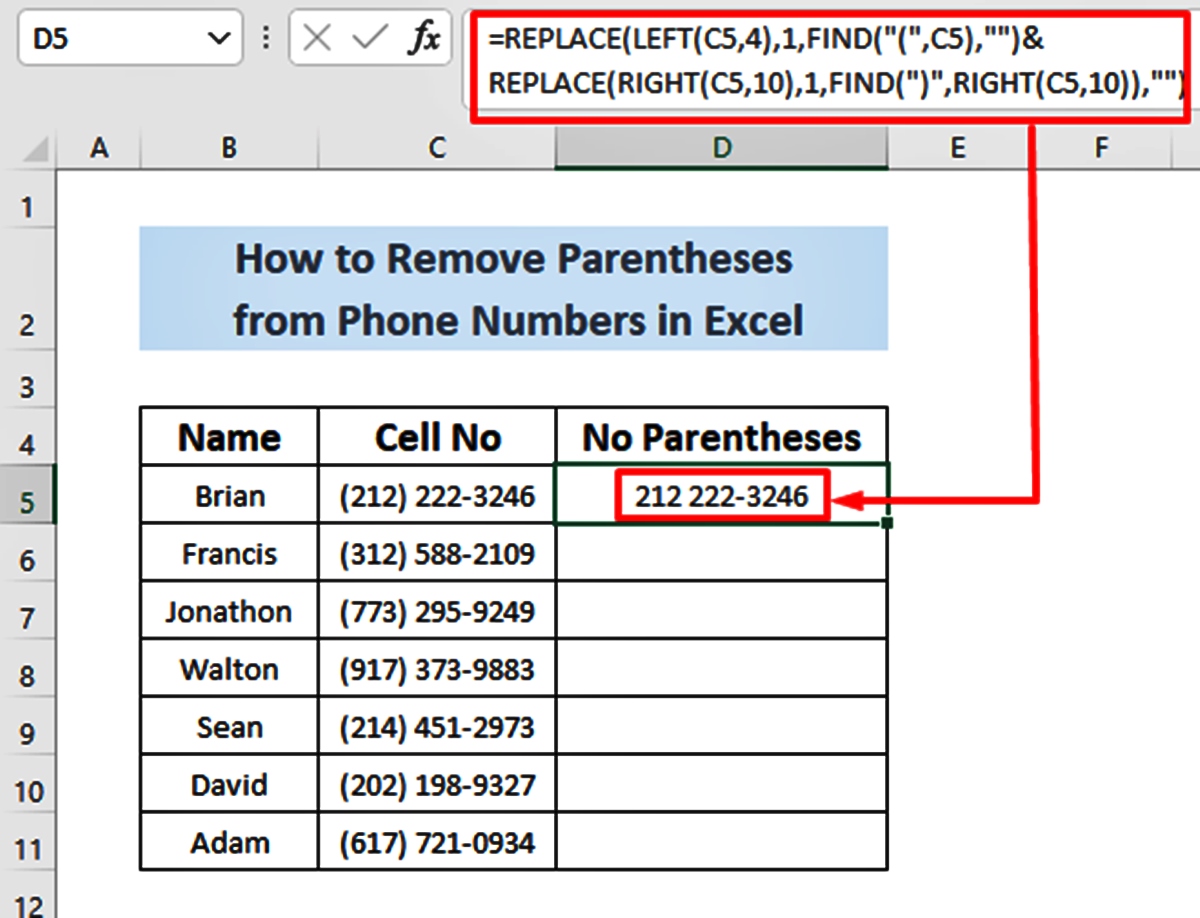how-to-remove-parentheses-and-dashes-from-phone-numbers-in-excel
