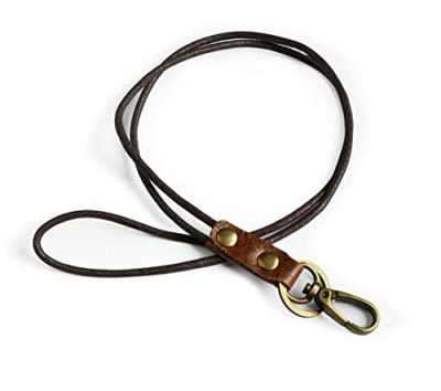 Lanyard Neck Strap, Faux Leather Lanyard Key Chain with Metal Clasp Women  Men ID Badge Lanyard for Card Holder, Whistle, Wallet