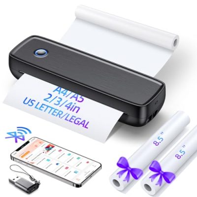 Portable Printer, POLONO MT800 2.0 Wireless Bluetooth Thermal Printer,  Support 8.5 X 11 US Letter, Compatible with Android and iOS, Mobile  Thermal