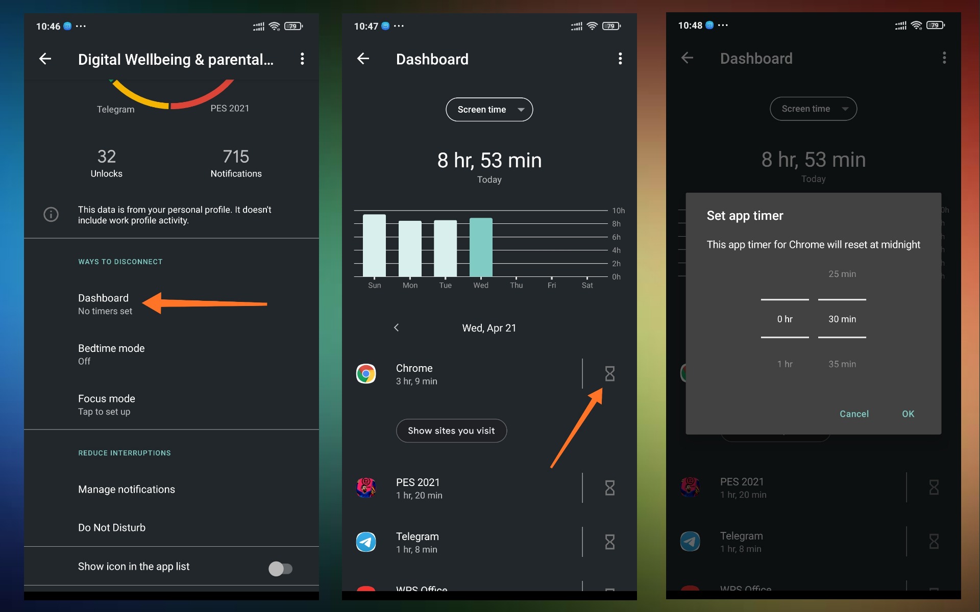 redmi mobile screen time setting