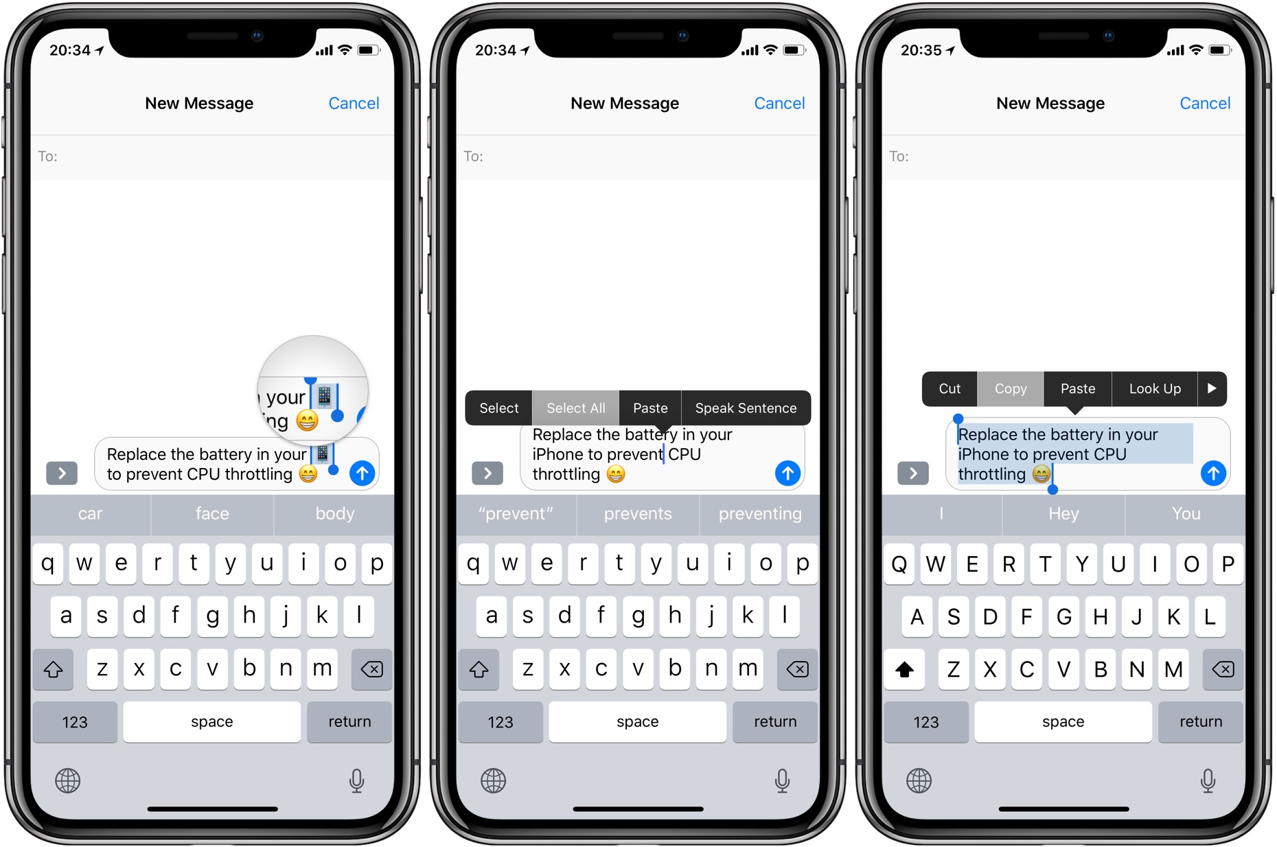 how to copy a long text message on iphone