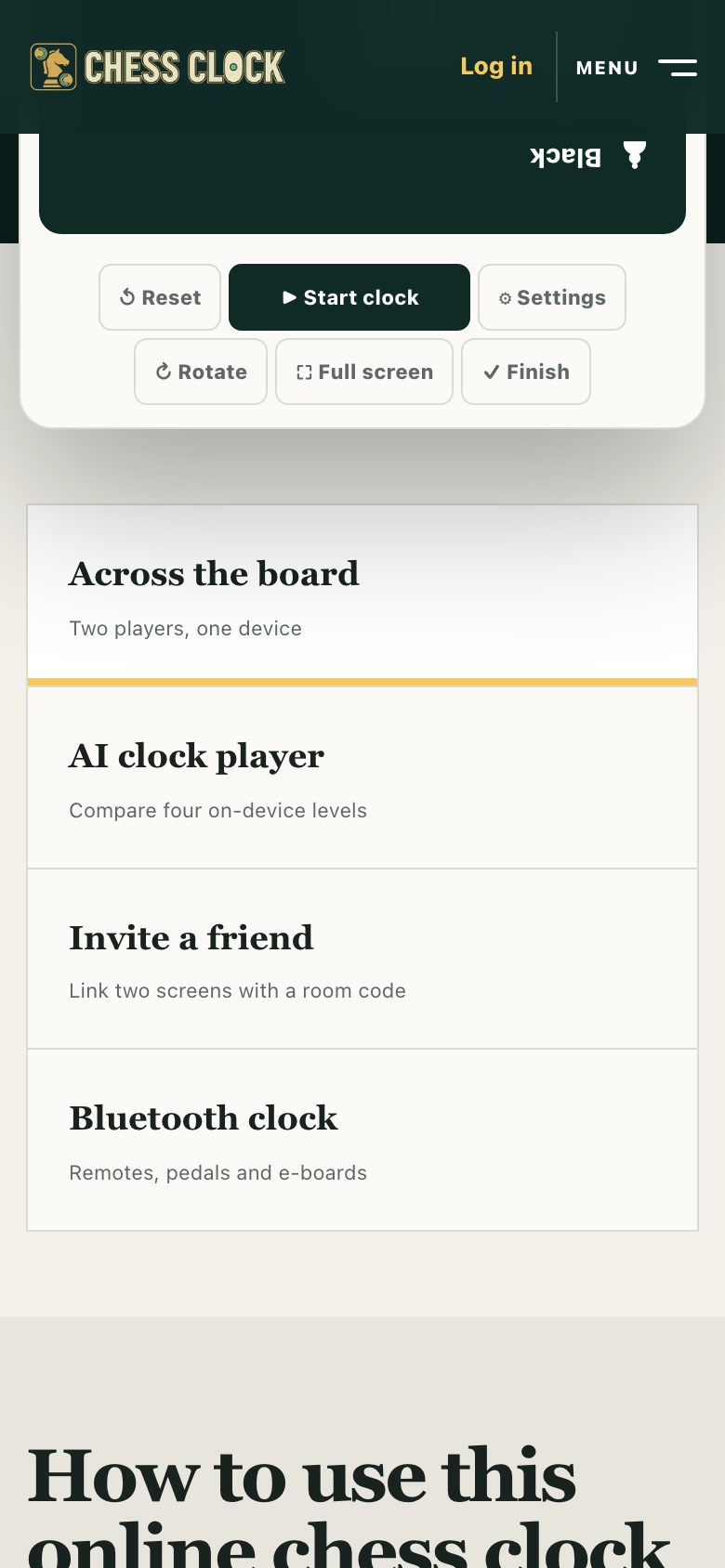 Chess With a Free Online Clock being played at chessclock.now in a browser